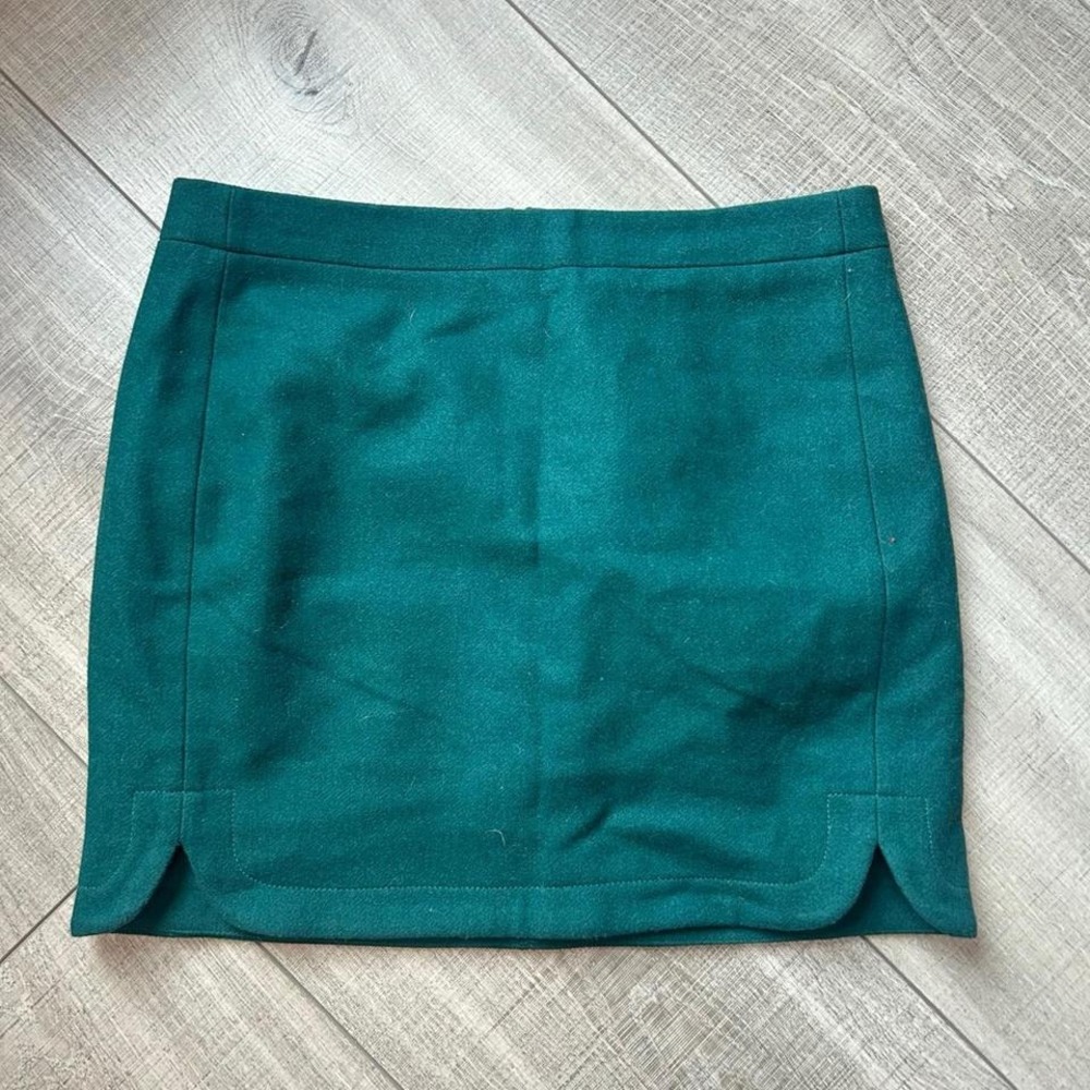 J.Crew Green Wool Blend‎ Mini Skirt Preppy Workwear Fall Winter - Size 6